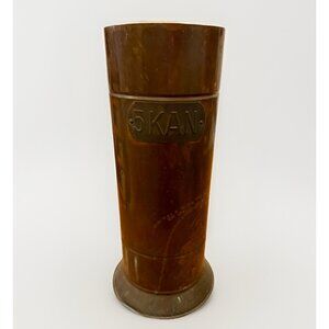 Vintage Copper Brass 5KAN Coal Scuttle Bucket Delft Handle Umbrella Stand Patina